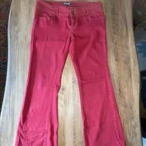 Red bootcut jeans